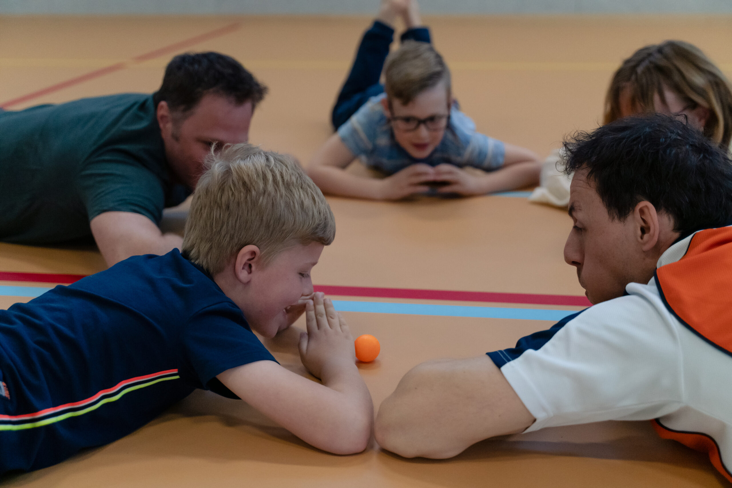 Blaasvoetbal met doel met gezin